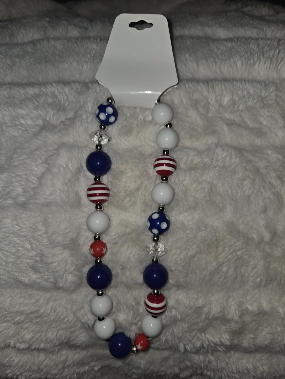 Red White & Blue Beaded Necklace